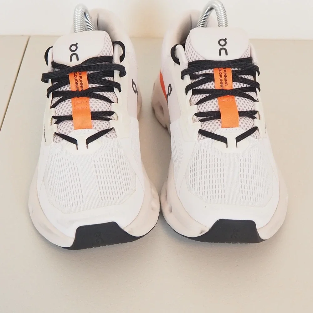 On Cloudmonster Running Shoes Women 7.5 White Orange Athletic Sneakers Support - Picture 2 of 12